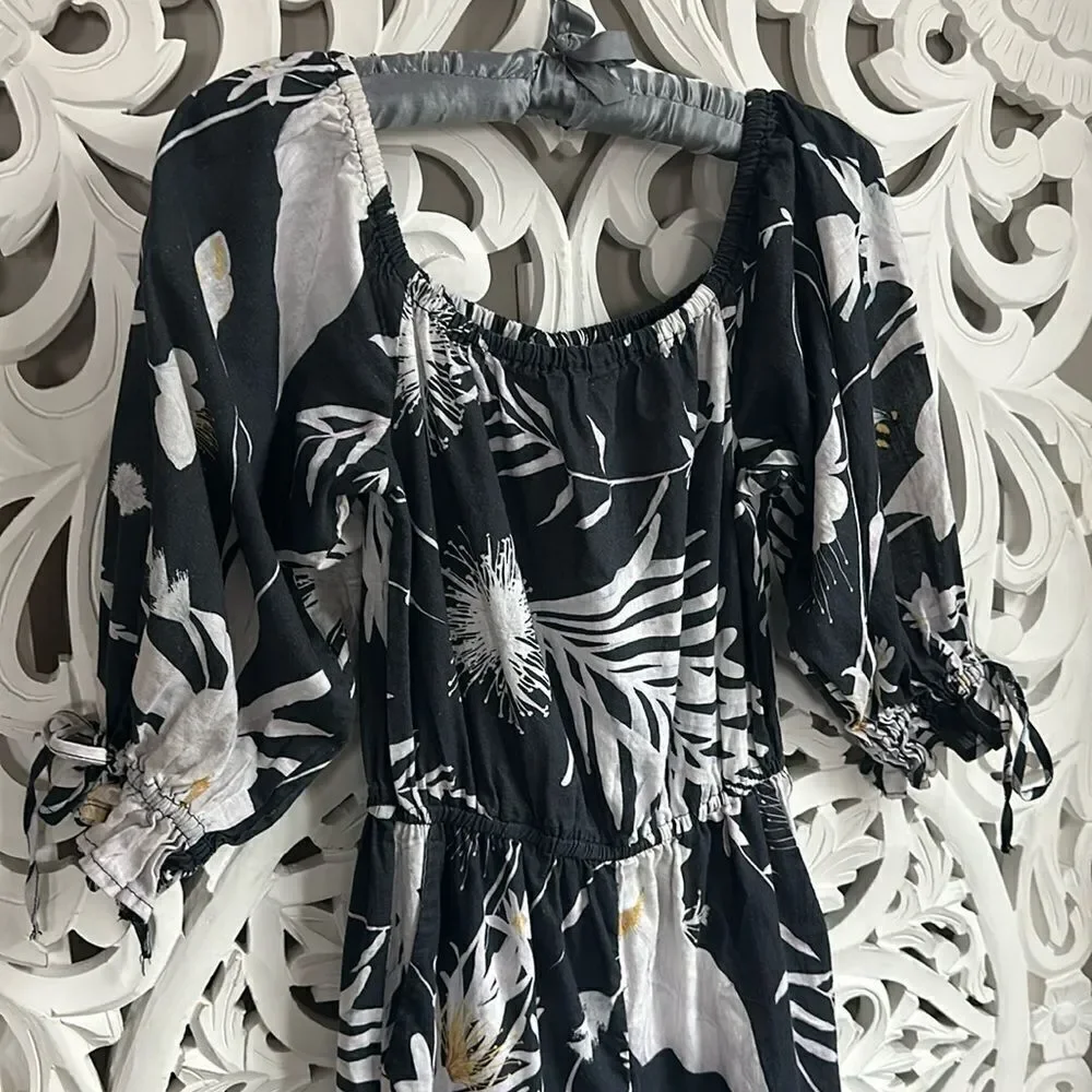 H&M Floral Linen Jumpsuit
